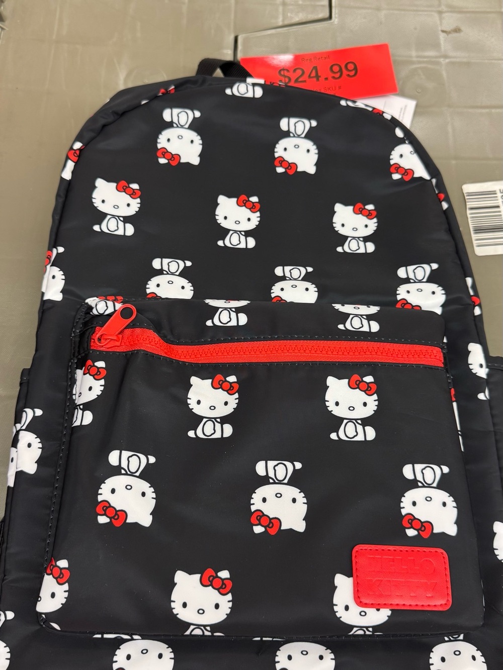 Hello Kitty Black and Red Patterned Backpack
